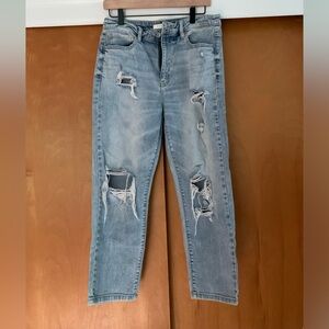 Eunina brand jeans. Size 13. Super High Rise Mom Jean crop with distressing